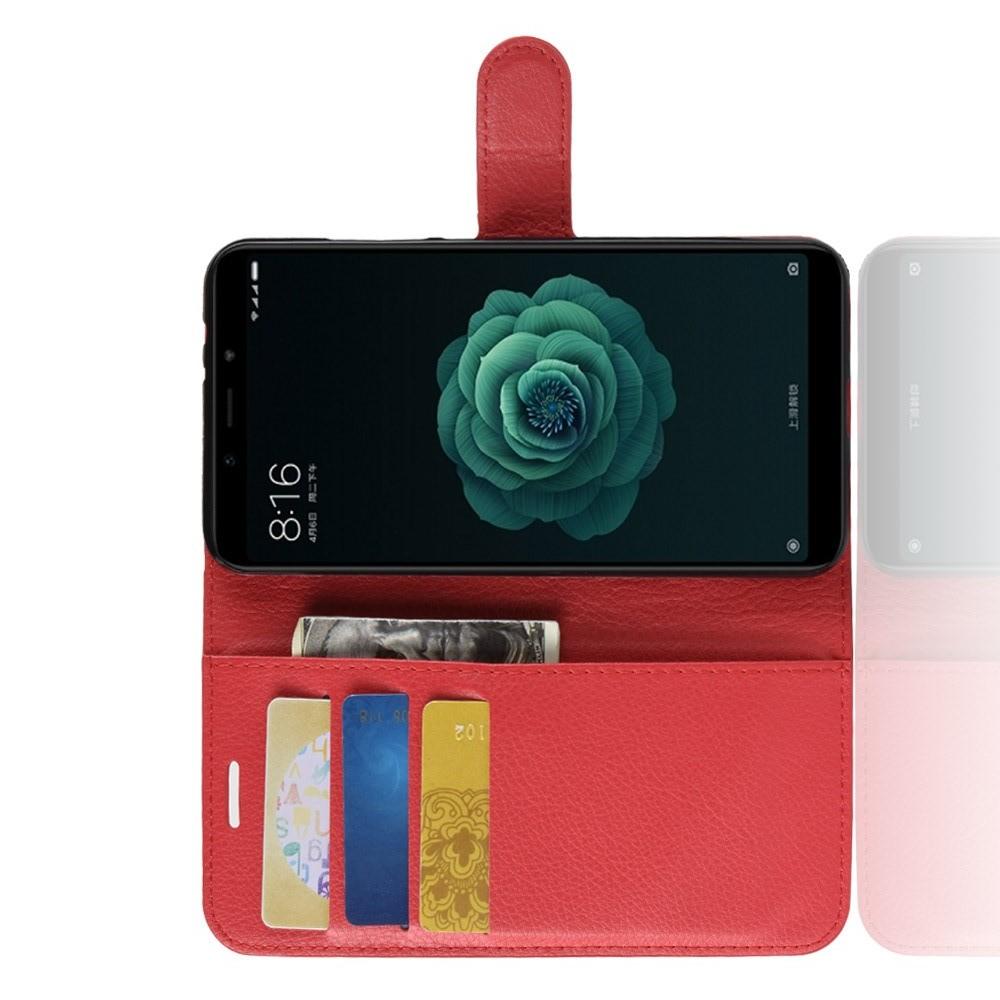 Флип чехол книжка с кошельком подставкой отделениями для карт и магнитной застежкой для Чехлы для Xiaomi Mi A2 / Mi 6X Красный