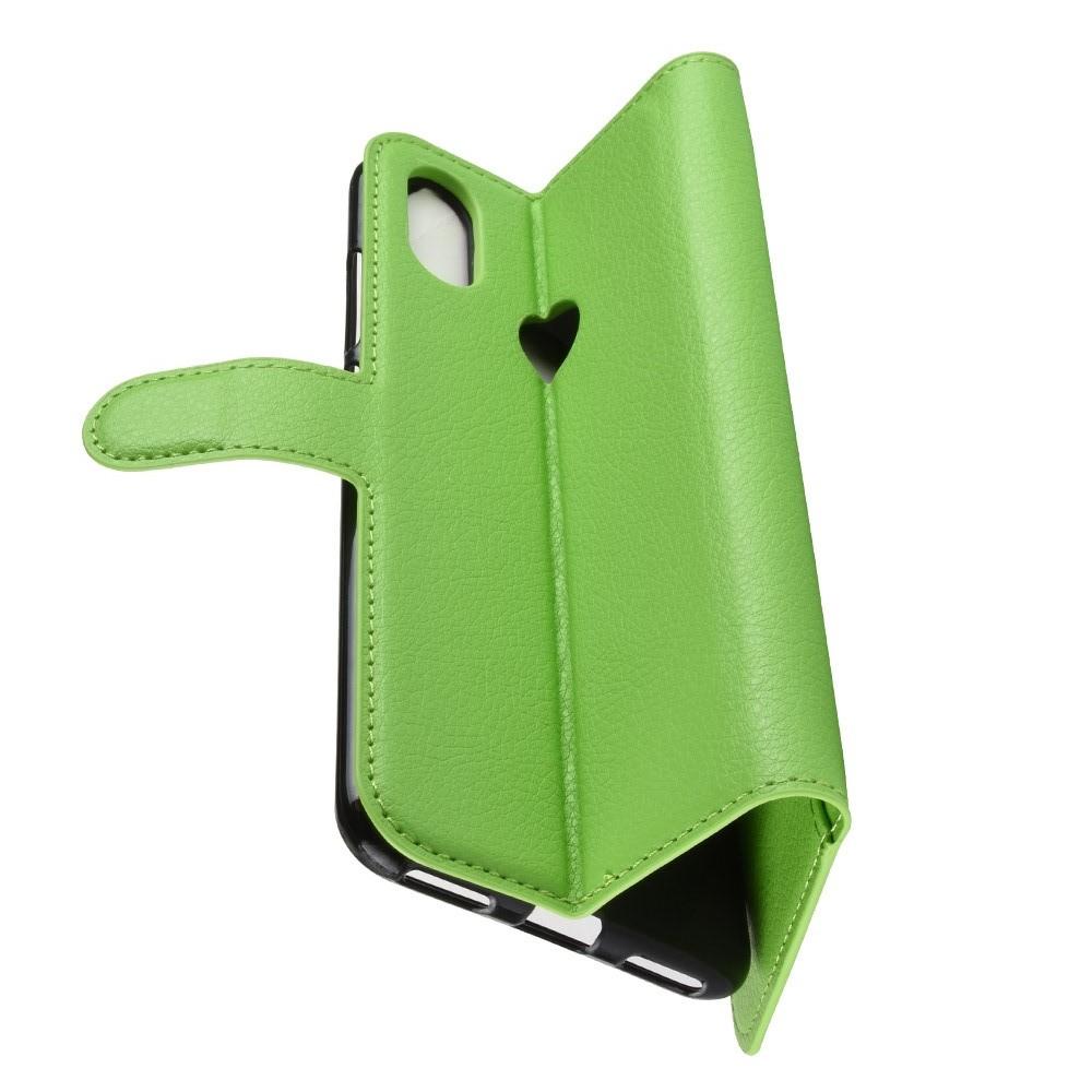 Флип чехол книжка с кошельком подставкой отделениями для карт и магнитной застежкой для Чехлы для Xiaomi Mi A2 / Mi 6X Зеленый