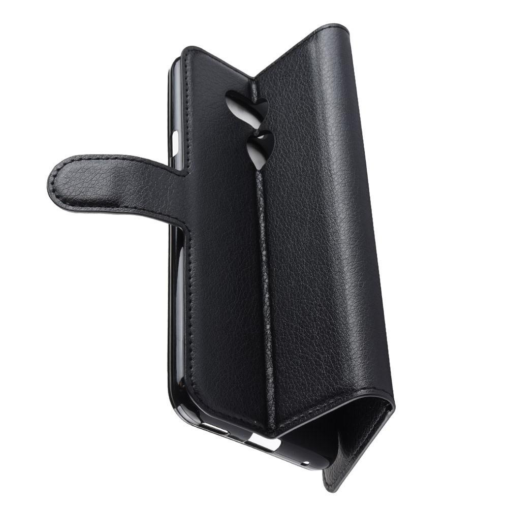 Флип чехол книжка с кошельком подставкой отделениями для карт и магнитной застежкой для HTC Desire 12s Черный