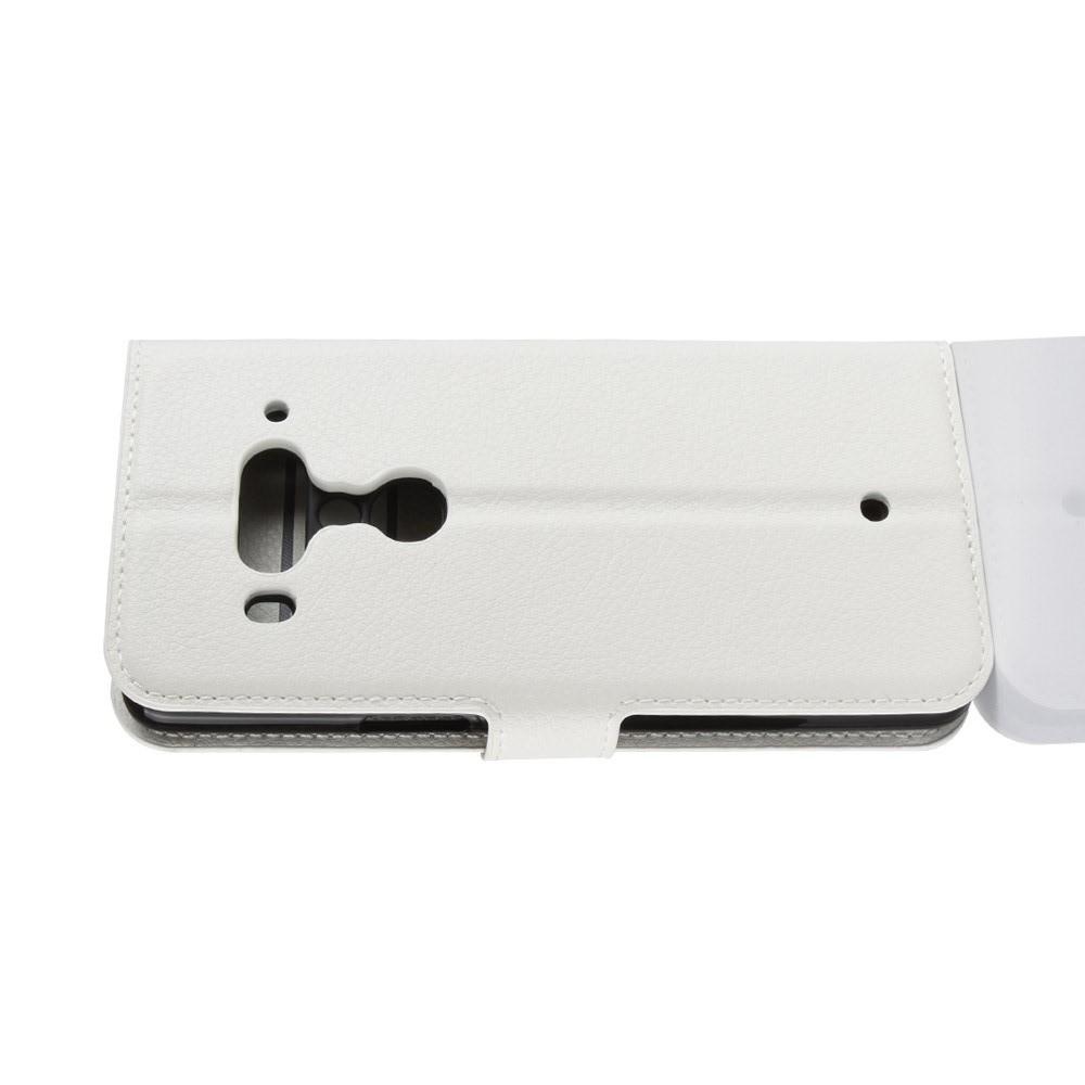 Флип чехол книжка с кошельком подставкой отделениями для карт и магнитной застежкой для HTC U12+ Белый