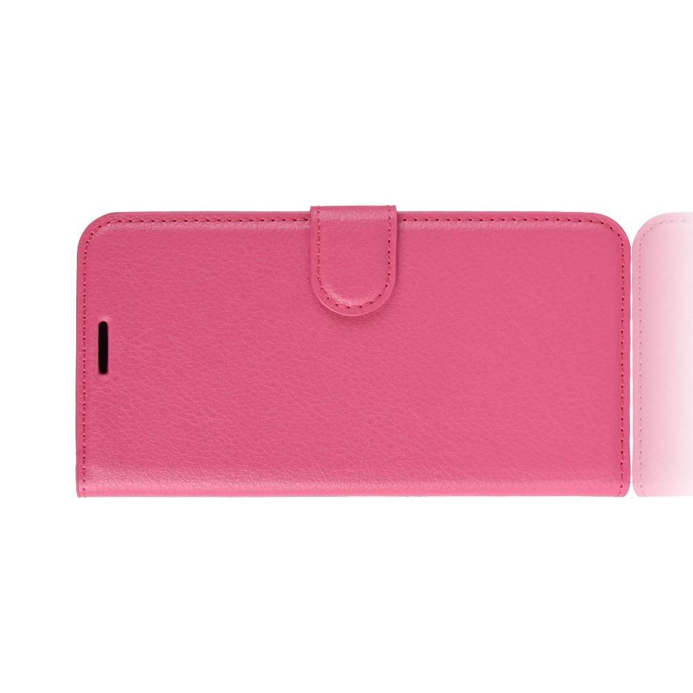 Флип чехол книжка с кошельком подставкой отделениями для карт и магнитной застежкой для Huawei Honor 10 Розовый