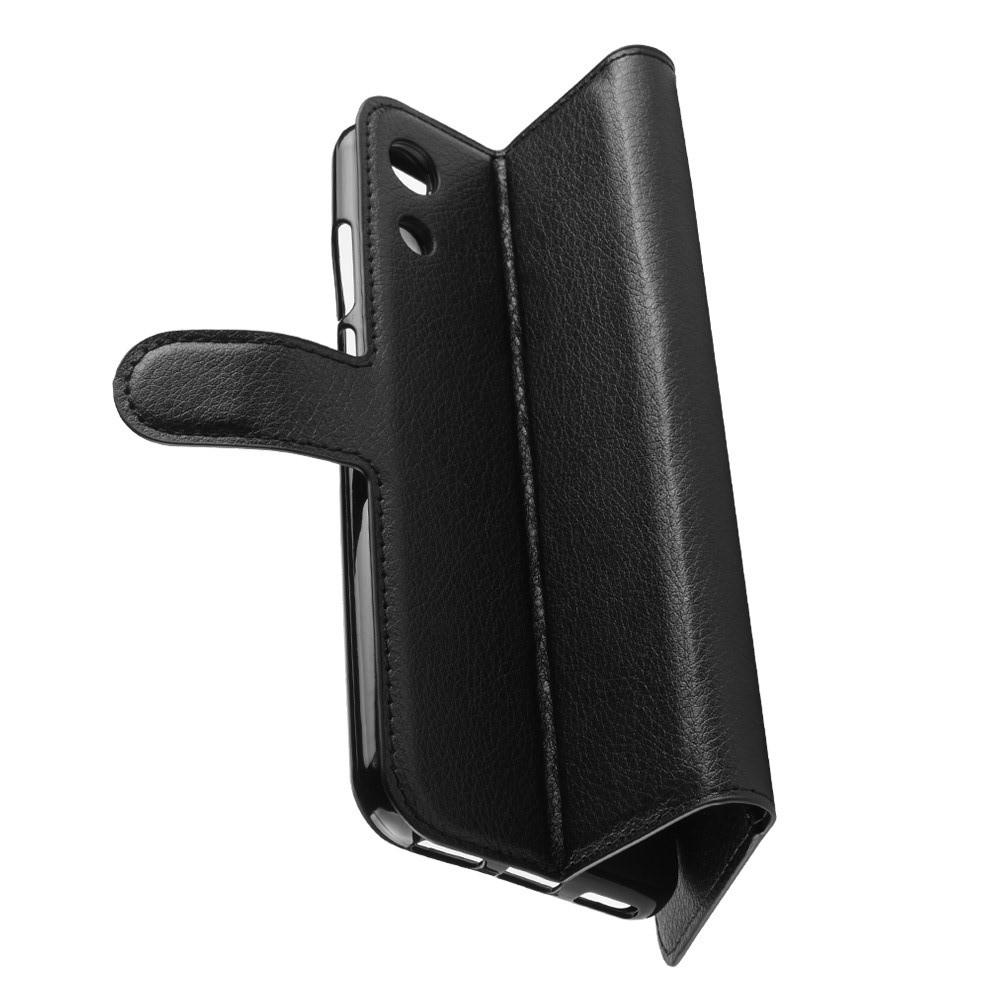 Флип чехол книжка с кошельком подставкой отделениями для карт и магнитной застежкой для Huawei Honor 8A Черный