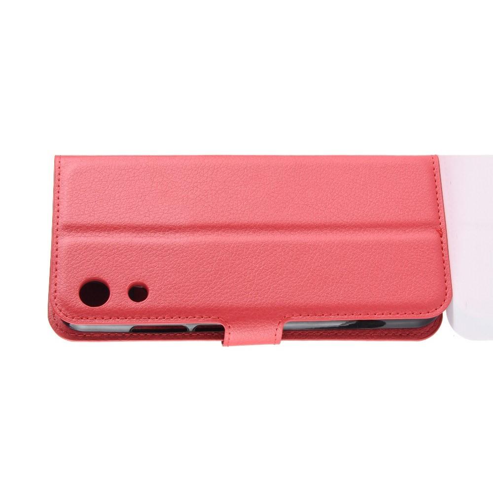 Флип чехол книжка с кошельком подставкой отделениями для карт и магнитной застежкой для Huawei Honor 8A Красный