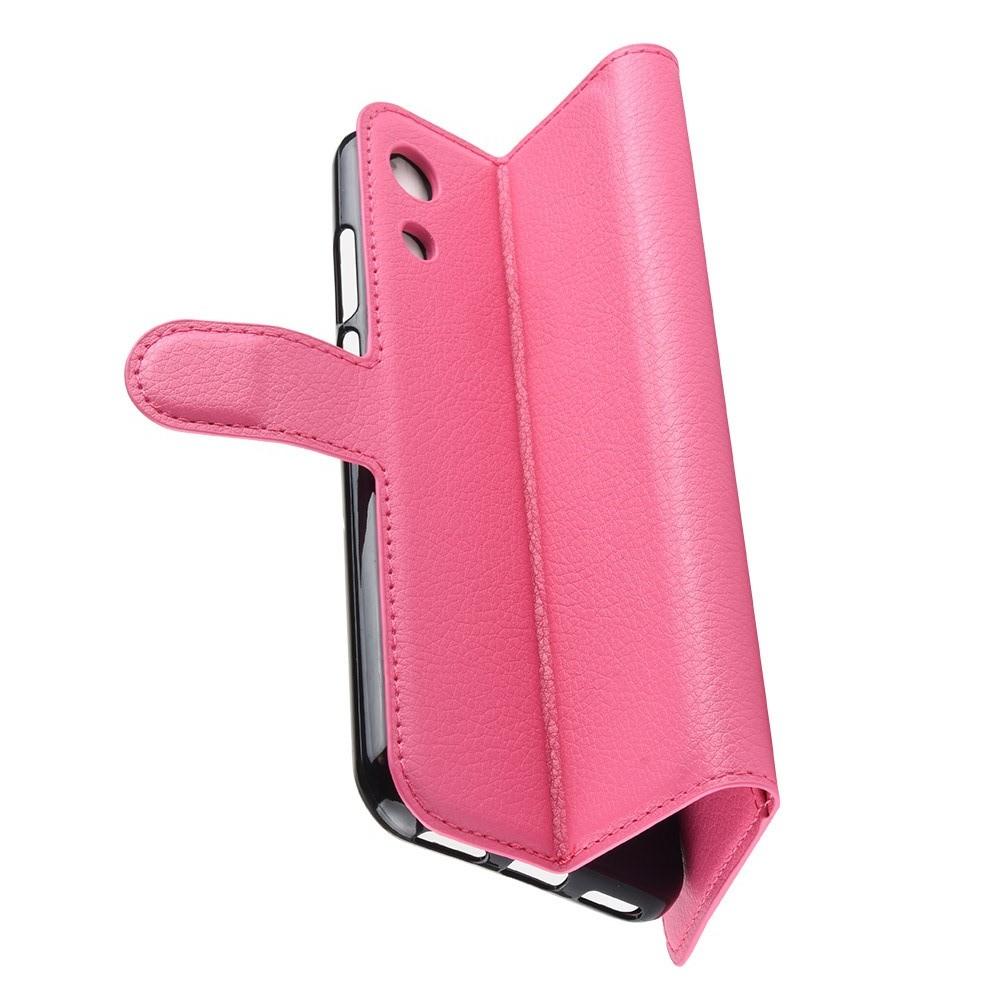 Флип чехол книжка с кошельком подставкой отделениями для карт и магнитной застежкой для Huawei Honor 8A Розовый