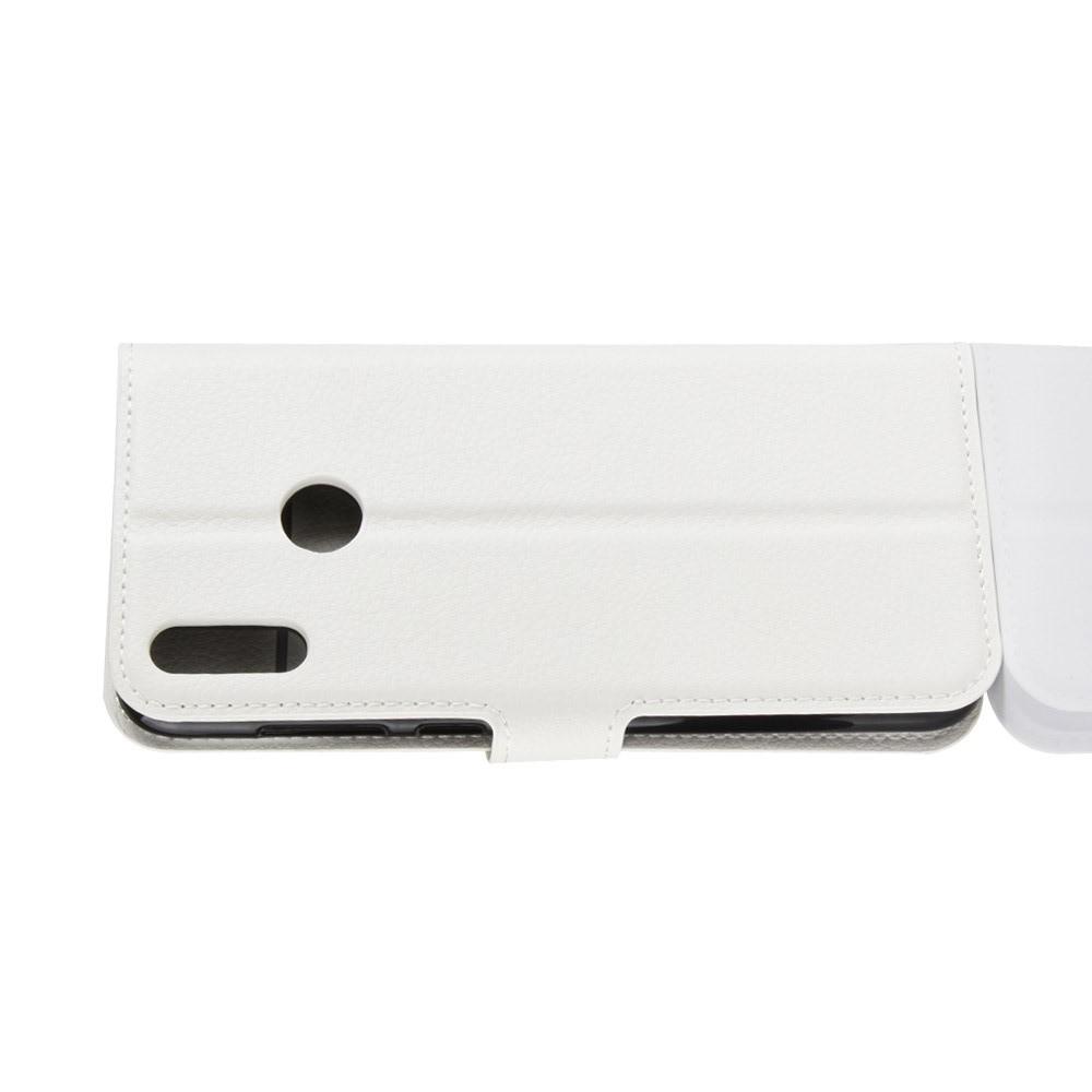 Флип чехол книжка с кошельком подставкой отделениями для карт и магнитной застежкой для Huawei Honor 8C Белый