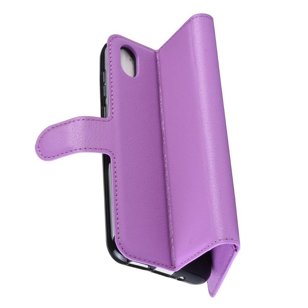 Флип чехол книжка с кошельком подставкой отделениями для карт и магнитной застежкой для Huawei Honor 8S / Y5 2019 Фиолетовый