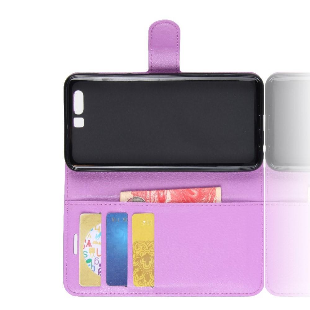 Флип чехол книжка с кошельком подставкой отделениями для карт и магнитной застежкой для Huawei Honor 9 Фиолетовый