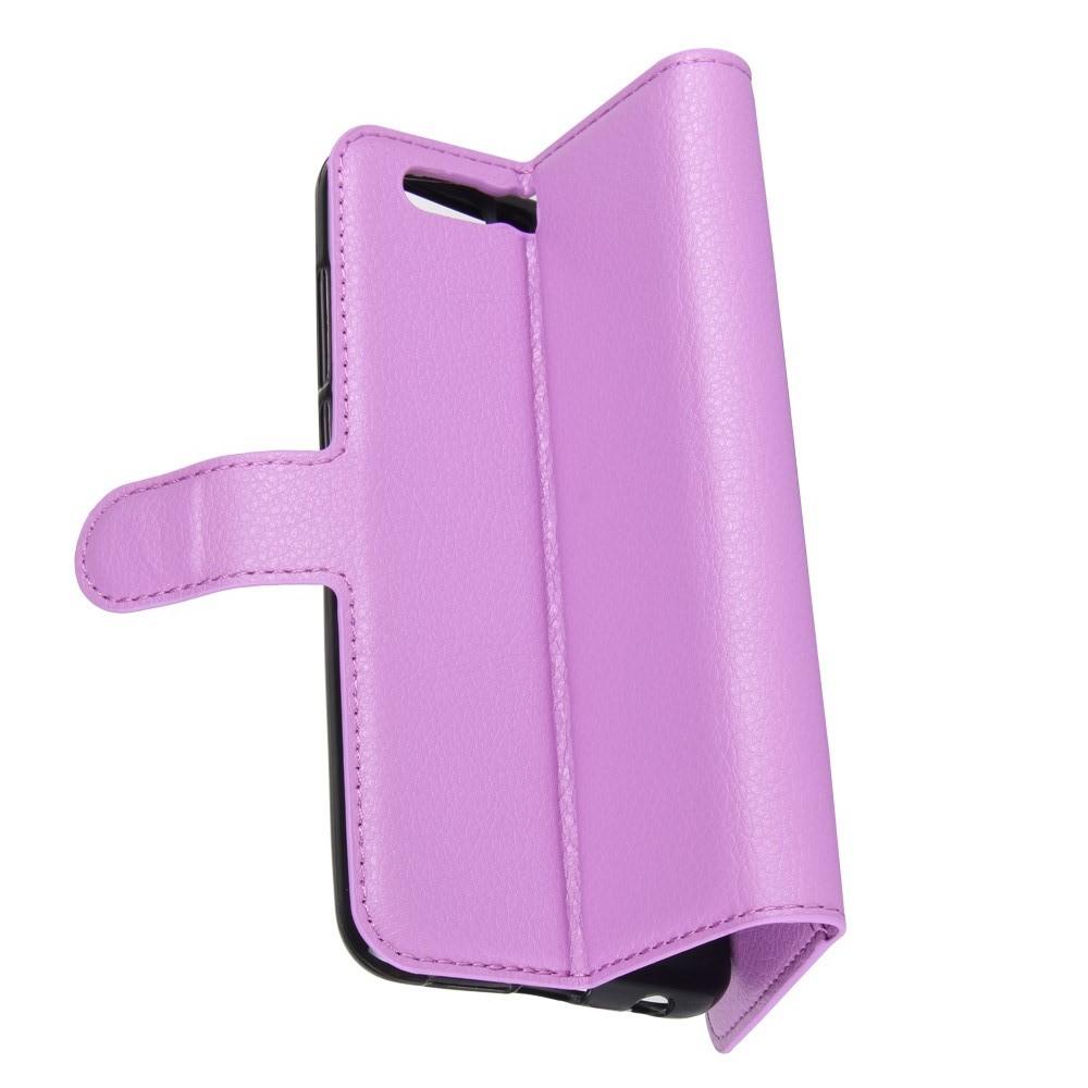 Флип чехол книжка с кошельком подставкой отделениями для карт и магнитной застежкой для Huawei Honor 9 Фиолетовый