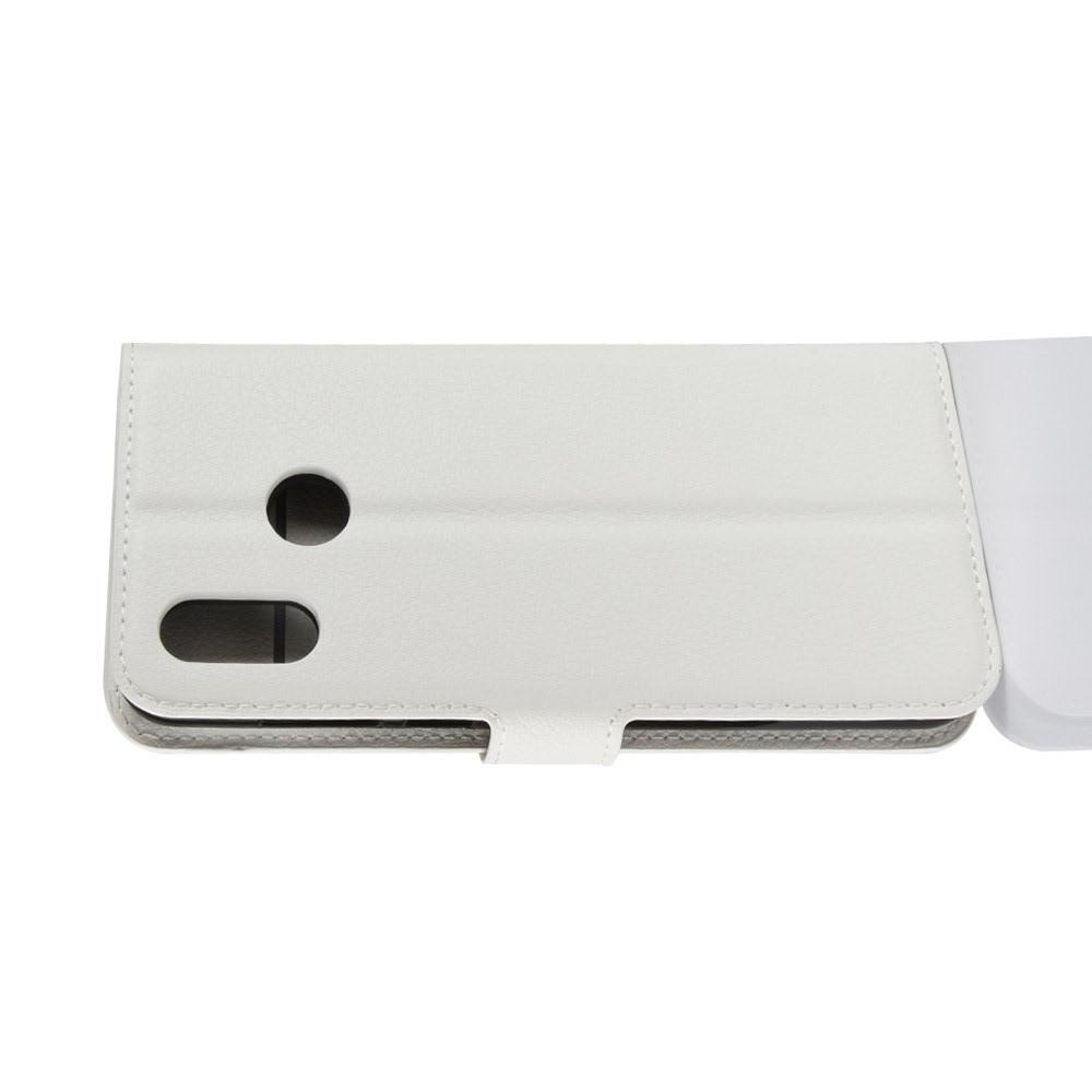 Флип чехол книжка с кошельком подставкой отделениями для карт и магнитной застежкой для Huawei Honor Play	 Белый