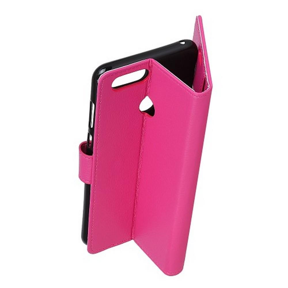Флип чехол книжка с кошельком подставкой отделениями для карт и магнитной застежкой для Huawei Honor View 20 (V20) Розовый
