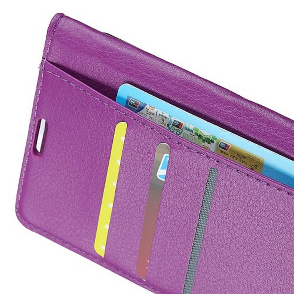 Флип чехол книжка с кошельком подставкой отделениями для карт и магнитной застежкой для Huawei Honor View 20 (V20) Фиолетовый