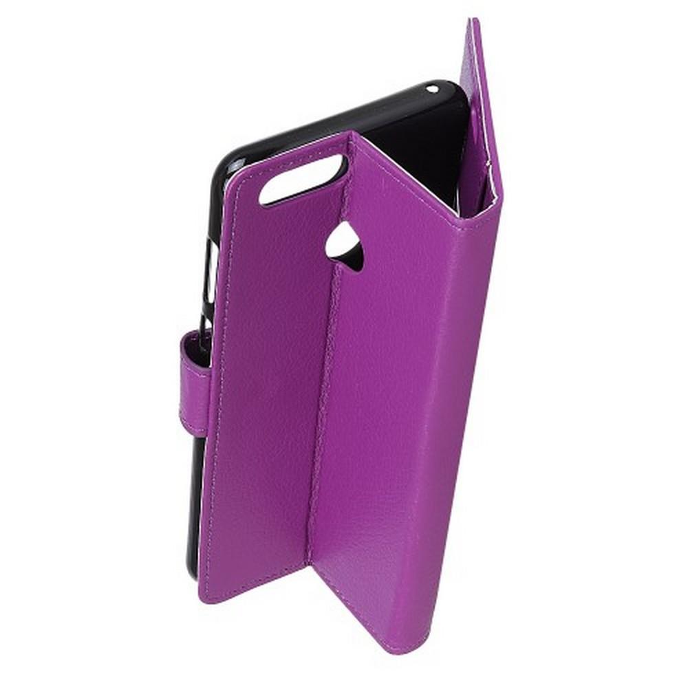 Флип чехол книжка с кошельком подставкой отделениями для карт и магнитной застежкой для Huawei Honor View 20 (V20) Фиолетовый
