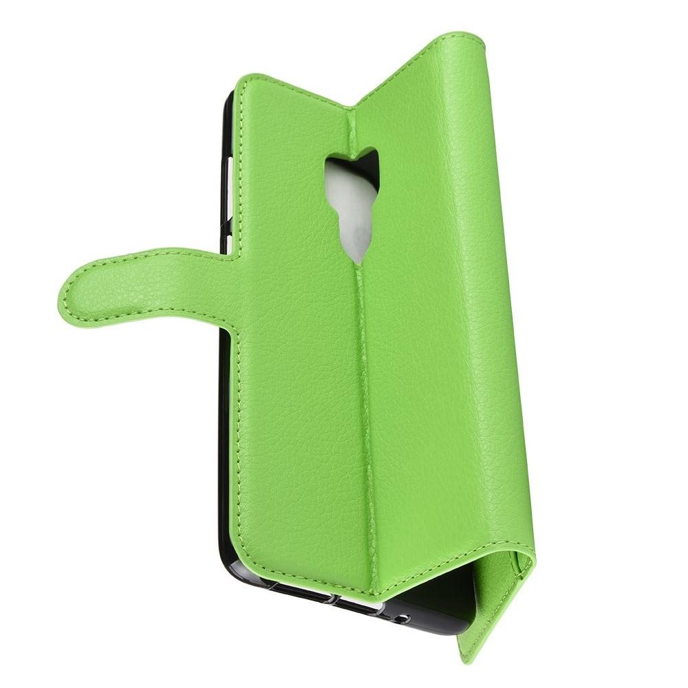 Флип чехол книжка с кошельком подставкой отделениями для карт и магнитной застежкой для Huawei Mate 20 Зеленый