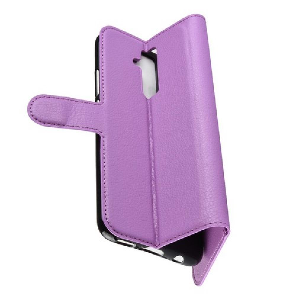 Флип чехол книжка с кошельком подставкой отделениями для карт и магнитной застежкой для Huawei Mate 20 Lite	 Фиолетовый