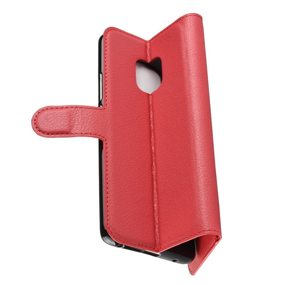 Флип чехол книжка с кошельком подставкой отделениями для карт и магнитной застежкой для Huawei Mate 20 Pro Красный
