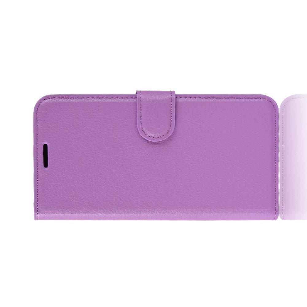 Флип чехол книжка с кошельком подставкой отделениями для карт и магнитной застежкой для Huawei Mate 20 Pro Фиолетовый