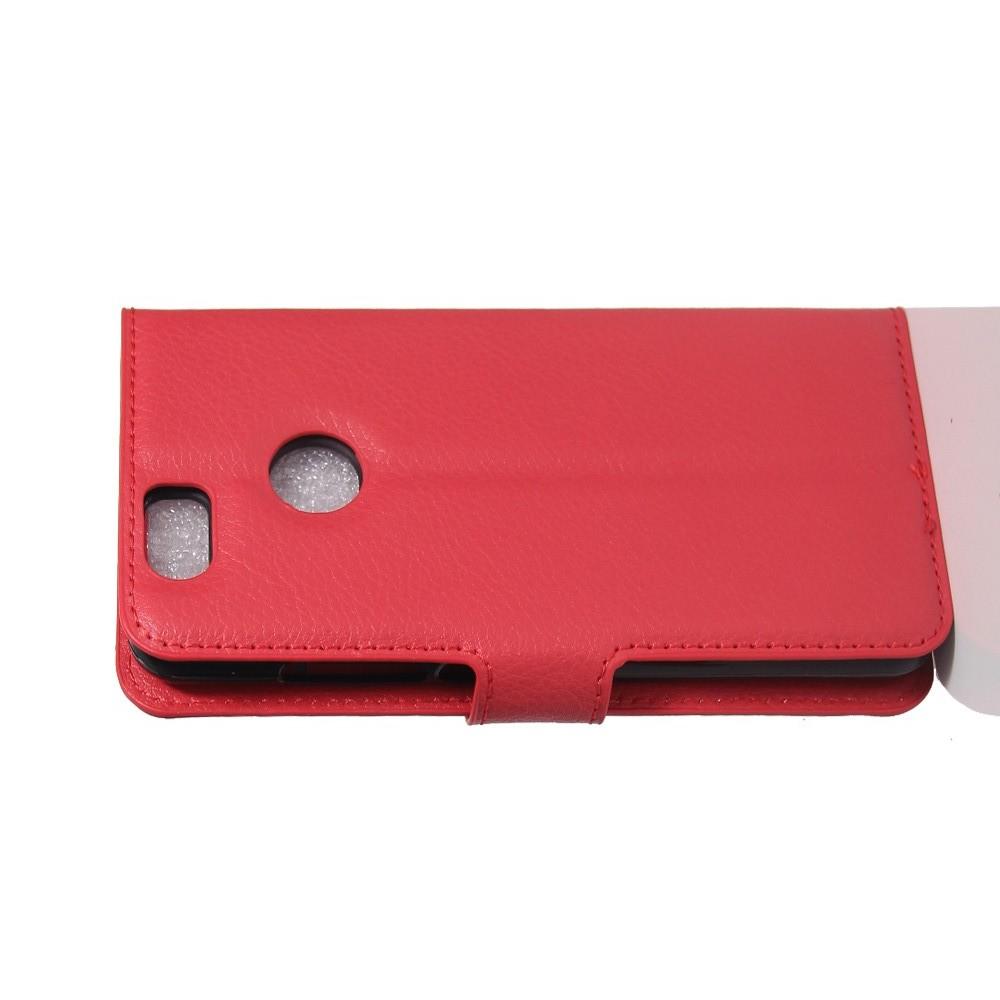 Флип чехол книжка с кошельком подставкой отделениями для карт и магнитной застежкой для Huawei Nova Красный