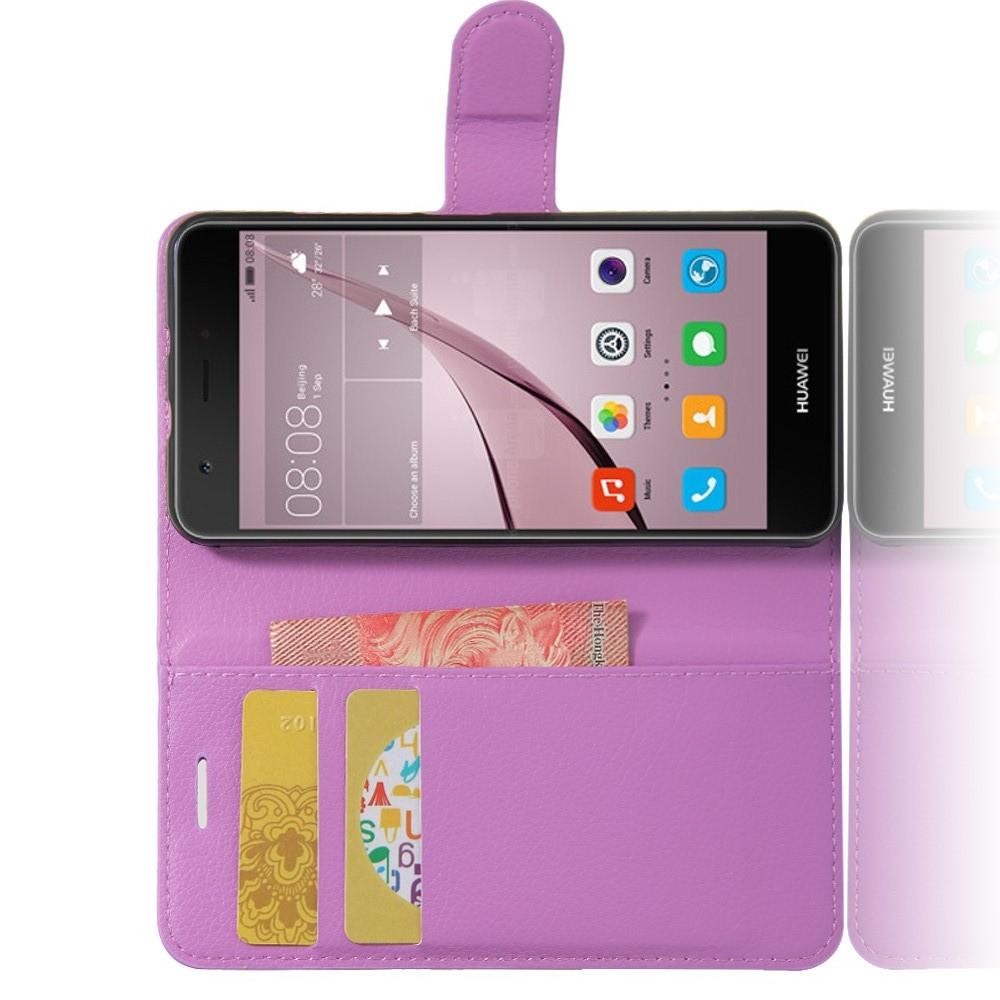 Флип чехол книжка с кошельком подставкой отделениями для карт и магнитной застежкой для Huawei Nova Фиолетовый