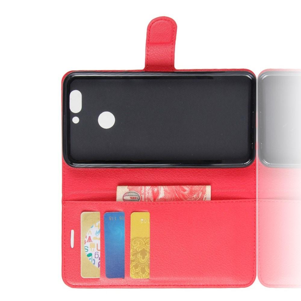 Флип чехол книжка с кошельком подставкой отделениями для карт и магнитной застежкой для Huawei Nova 2 Plus Красный