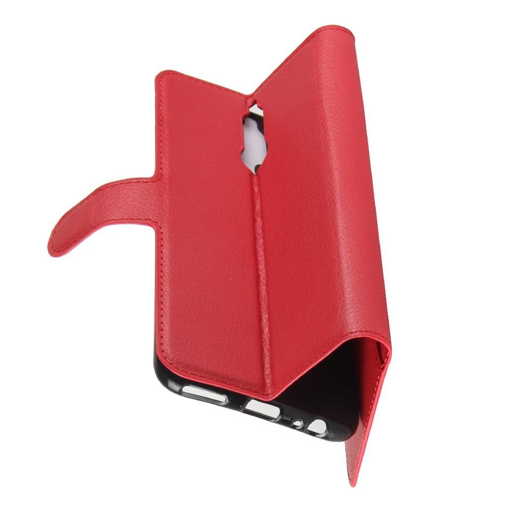 Флип чехол книжка с кошельком подставкой отделениями для карт и магнитной застежкой для Huawei Nova 2i / Mate 10 Lite Красный