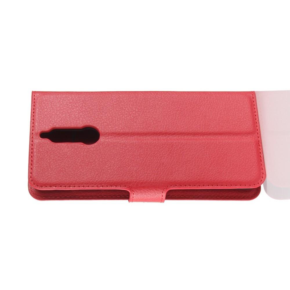 Флип чехол книжка с кошельком подставкой отделениями для карт и магнитной застежкой для Huawei Nova 2i / Mate 10 Lite Красный
