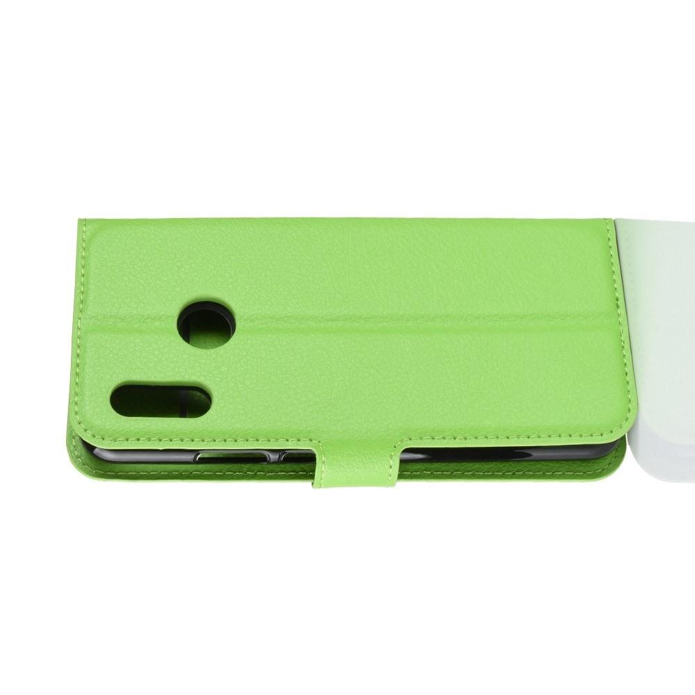 Флип чехол книжка с кошельком подставкой отделениями для карт и магнитной застежкой для Huawei nova 3 Зеленый