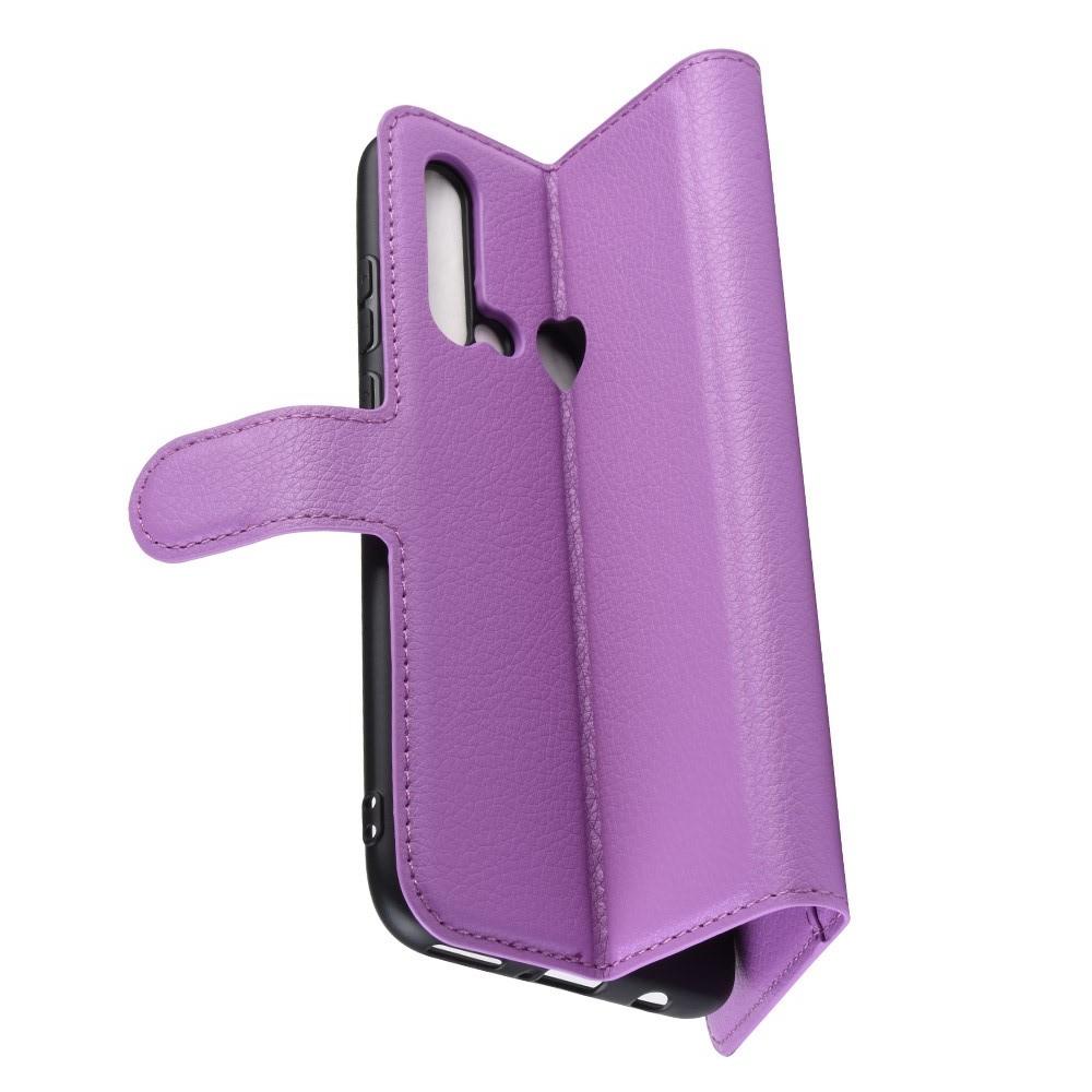 Флип чехол книжка с кошельком подставкой отделениями для карт и магнитной застежкой для Huawei nova 5i / P20 lite 2019 Фиолетовый