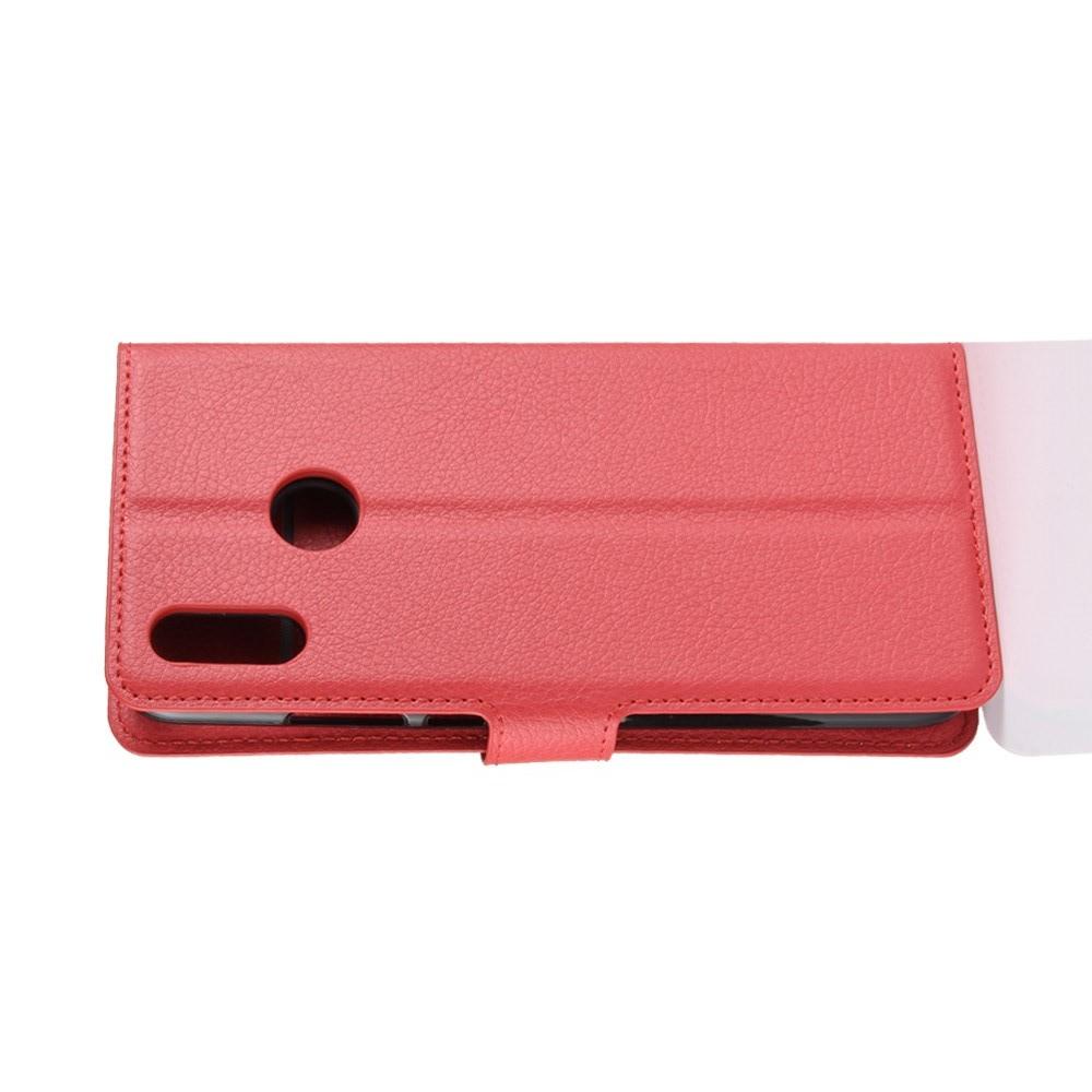 Флип чехол книжка с кошельком подставкой отделениями для карт и магнитной застежкой для Huawei P Smart 2019 Красный