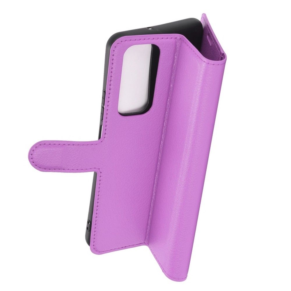Флип чехол книжка с кошельком подставкой отделениями для карт и магнитной застежкой для Huawei P Smart 2021 Фиолетовый