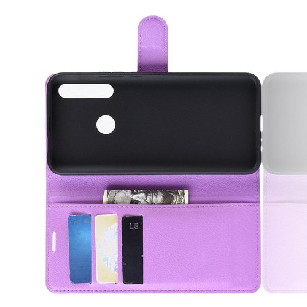 Флип чехол книжка с кошельком подставкой отделениями для карт и магнитной застежкой для Huawei P Smart Z Фиолетовый