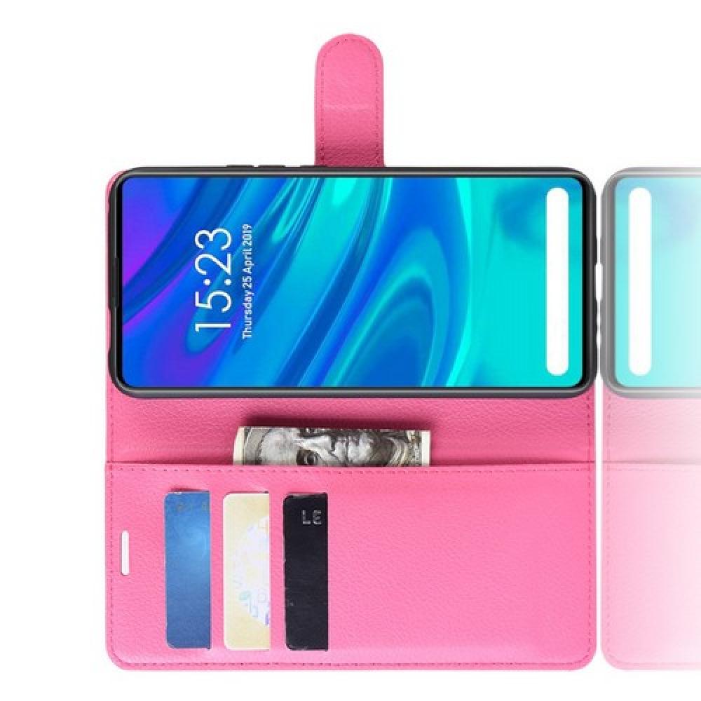 Флип чехол книжка с кошельком подставкой отделениями для карт и магнитной застежкой для Huawei P Smart Z Розовый