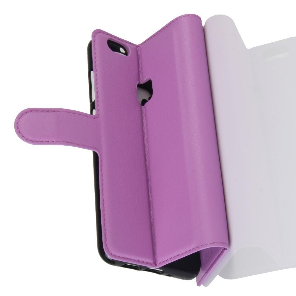 Флип чехол книжка с кошельком подставкой отделениями для карт и магнитной застежкой для Huawei P10 Lite Фиолетовый