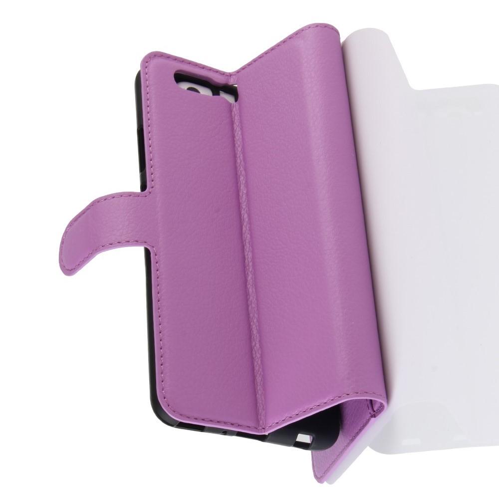 Флип чехол книжка с кошельком подставкой отделениями для карт и магнитной застежкой для Huawei P10 Plus Фиолетовый