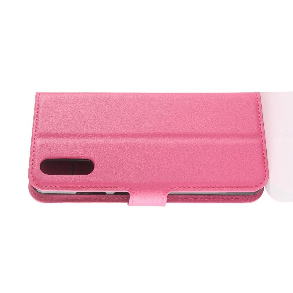 Флип чехол книжка с кошельком подставкой отделениями для карт и магнитной застежкой для Huawei P20 Розовый