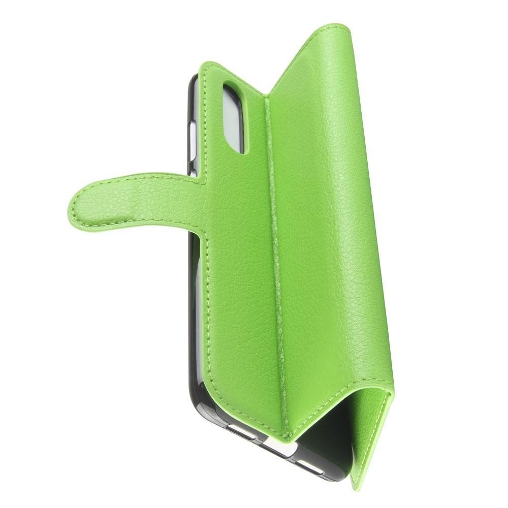 Флип чехол книжка с кошельком подставкой отделениями для карт и магнитной застежкой для Huawei P20 Зеленый