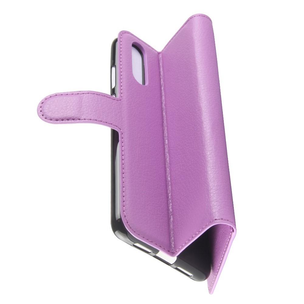 Флип чехол книжка с кошельком подставкой отделениями для карт и магнитной застежкой для Huawei P20 Фиолетовый