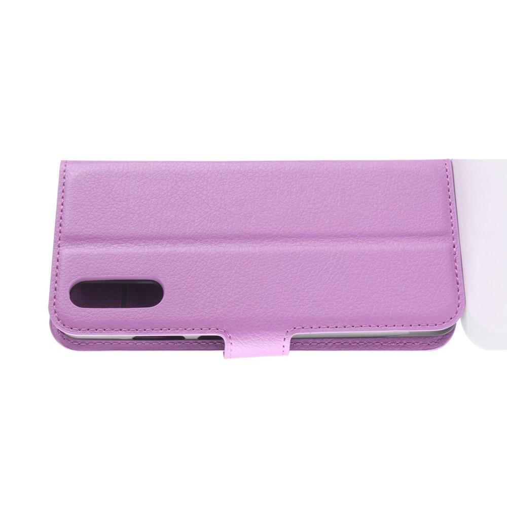 Флип чехол книжка с кошельком подставкой отделениями для карт и магнитной застежкой для Huawei P20 Фиолетовый
