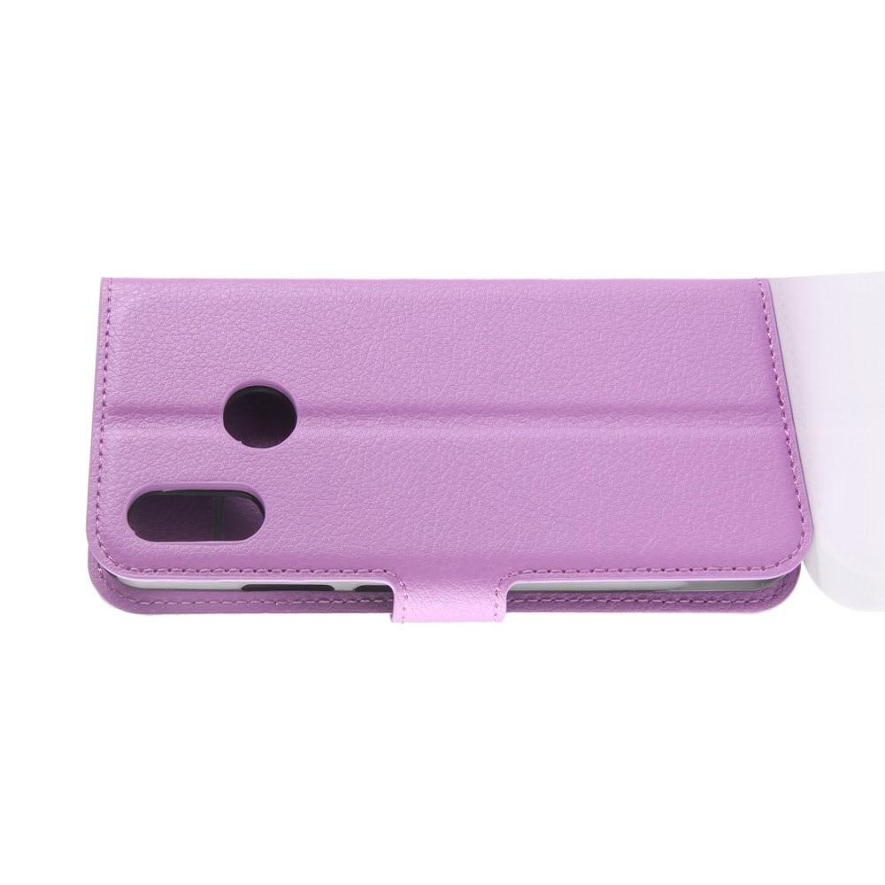 Флип чехол книжка с кошельком подставкой отделениями для карт и магнитной застежкой для Huawei P20 lite Фиолетовый