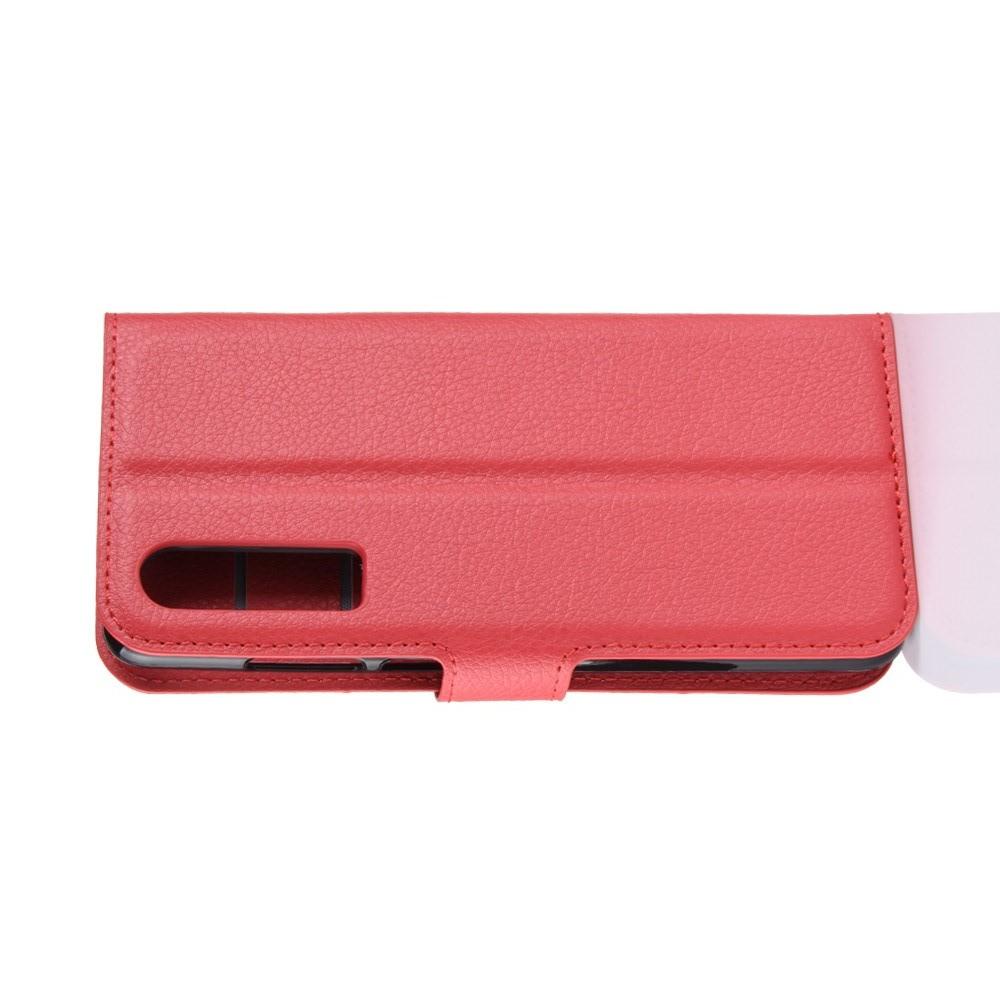 Флип чехол книжка с кошельком подставкой отделениями для карт и магнитной застежкой для Huawei P30 Красный