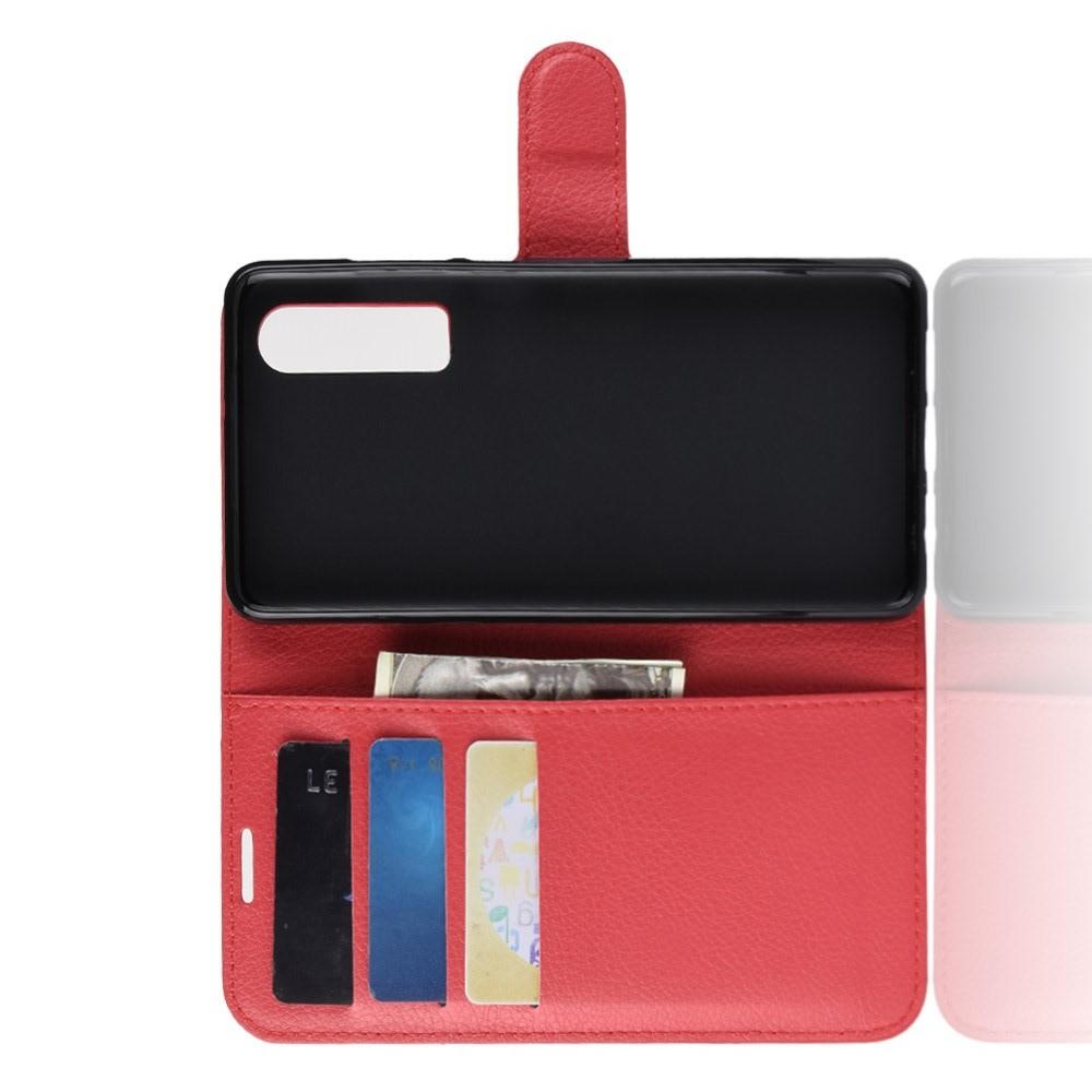 Флип чехол книжка с кошельком подставкой отделениями для карт и магнитной застежкой для Huawei P30 Красный