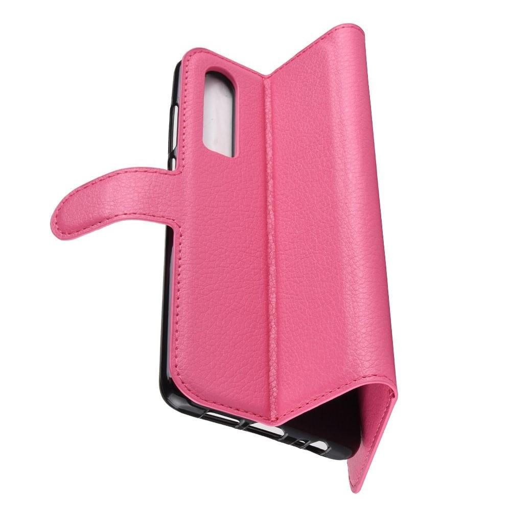 Флип чехол книжка с кошельком подставкой отделениями для карт и магнитной застежкой для Huawei P30 Розовый