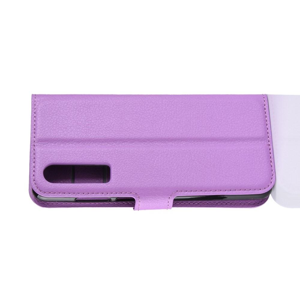 Флип чехол книжка с кошельком подставкой отделениями для карт и магнитной застежкой для Huawei P30 Фиолетовый