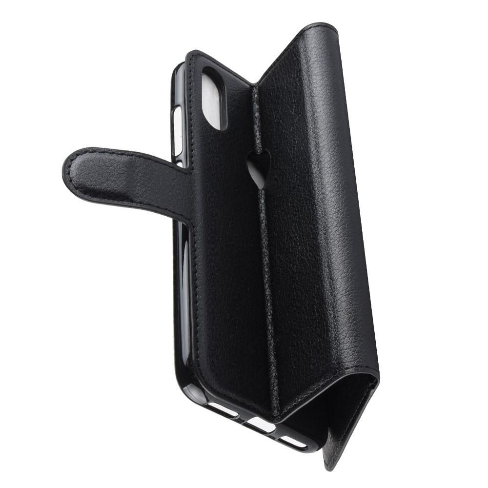 Флип чехол книжка с кошельком подставкой отделениями для карт и магнитной застежкой для Huawei P30 Lite Черный