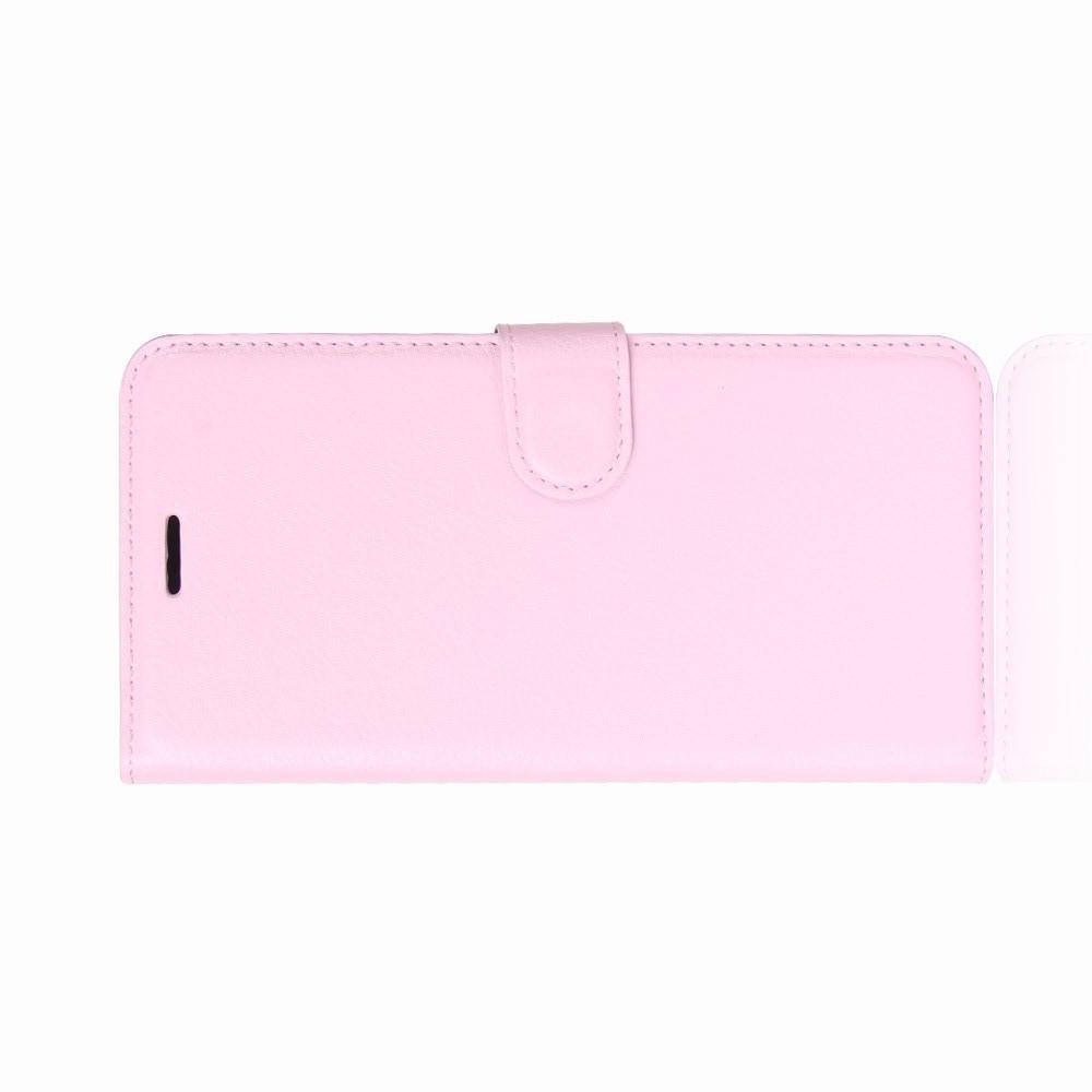 Флип чехол книжка с кошельком подставкой отделениями для карт и магнитной застежкой для Huawei P30 Lite Розовый