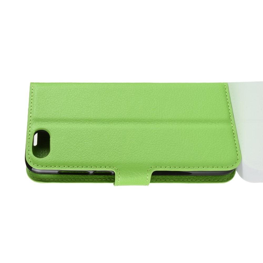 Флип чехол книжка с кошельком подставкой отделениями для карт и магнитной застежкой для Huawei Y5 2018 / Y5 Prime 2018 / Honor 7A Зеленый