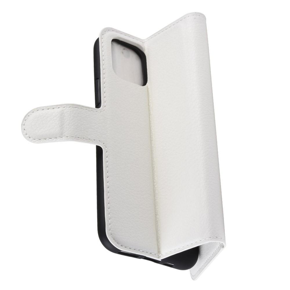 Флип чехол книжка с кошельком подставкой отделениями для карт и магнитной застежкой для iPhone 11 Белый