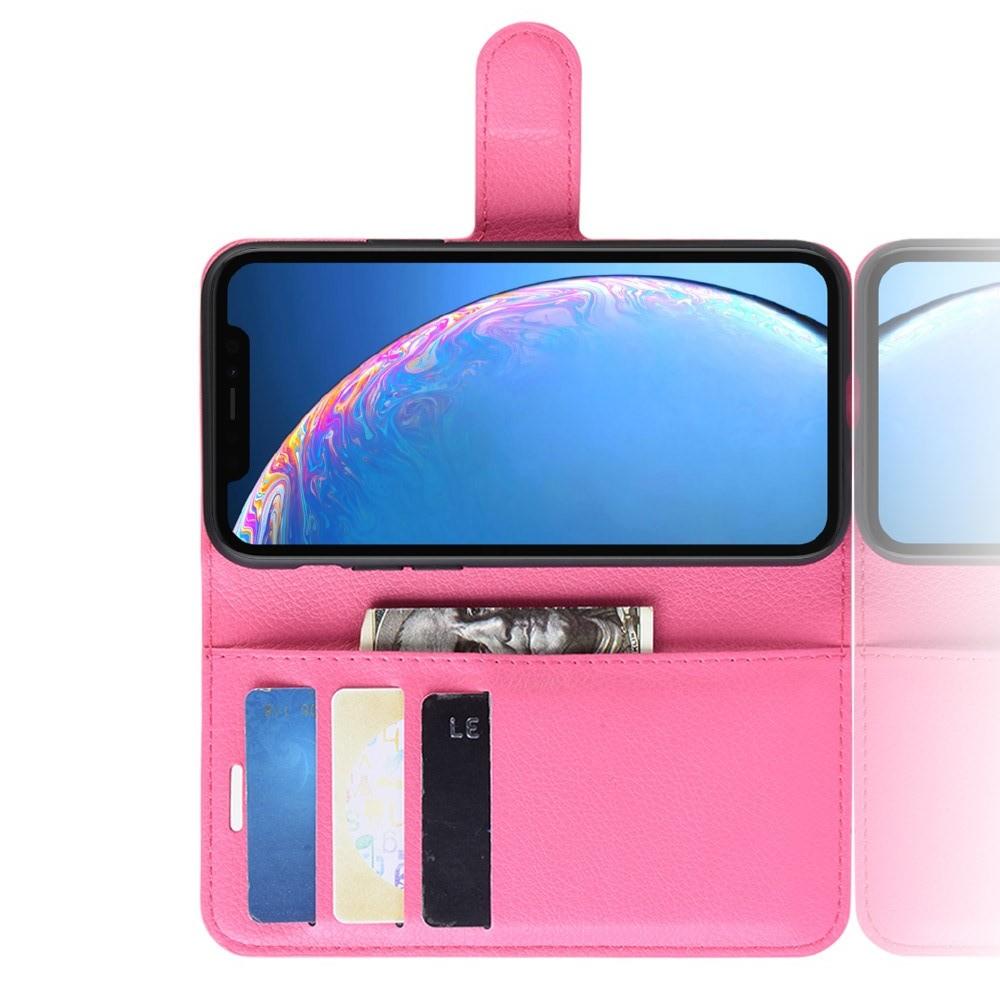 Флип чехол книжка с кошельком подставкой отделениями для карт и магнитной застежкой для iPhone 11 Розовый