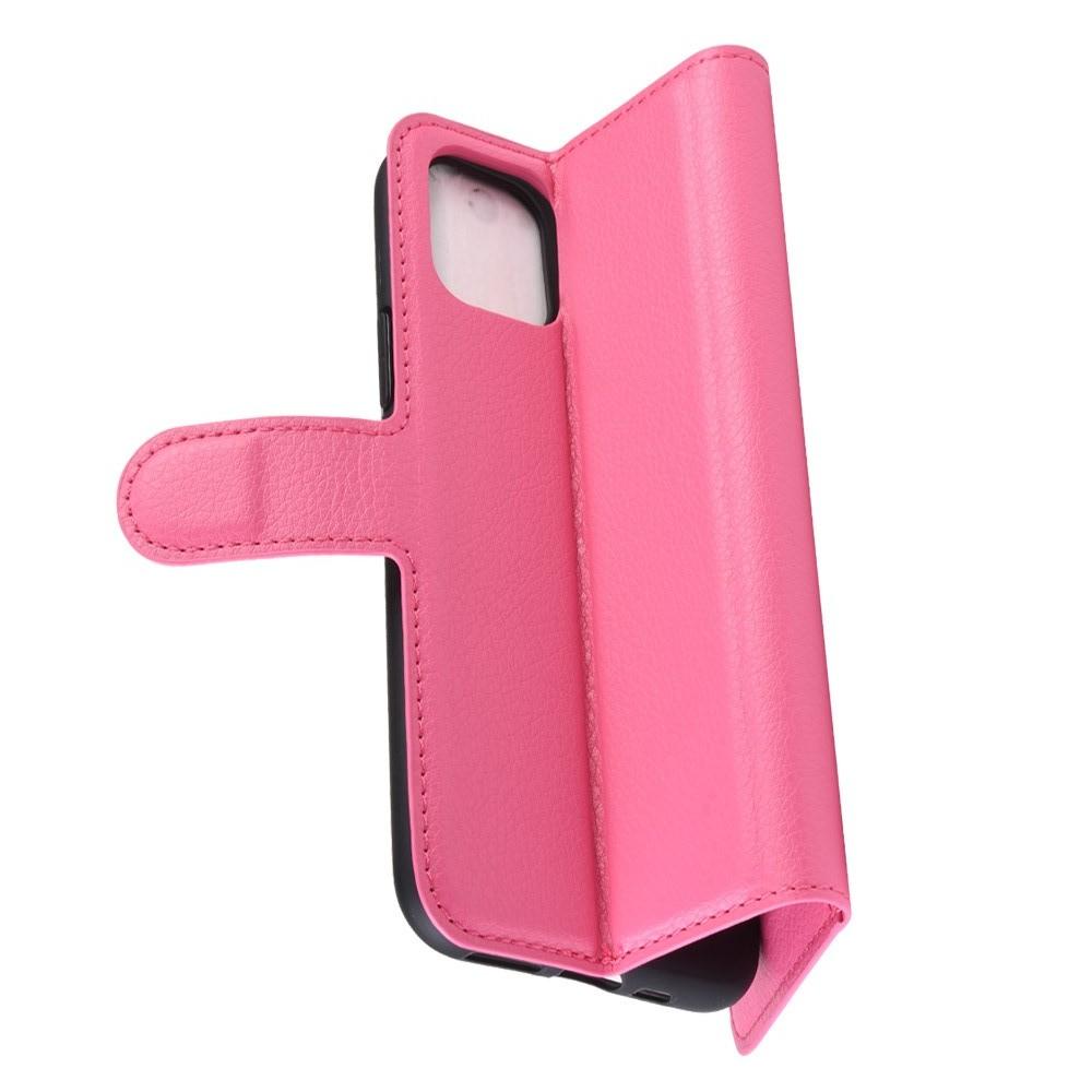 Флип чехол книжка с кошельком подставкой отделениями для карт и магнитной застежкой для iPhone 11 Розовый