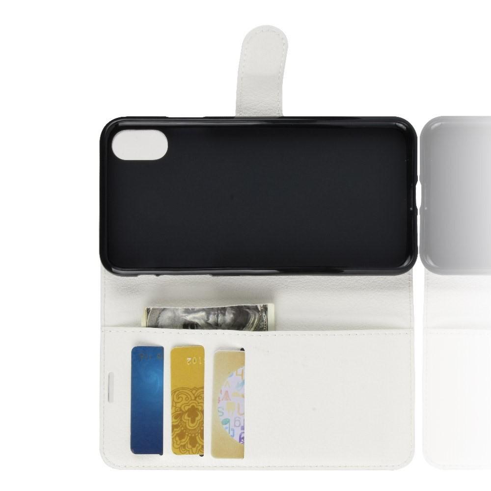 Флип чехол книжка с кошельком подставкой отделениями для карт и магнитной застежкой для iPhone XS Max Белый