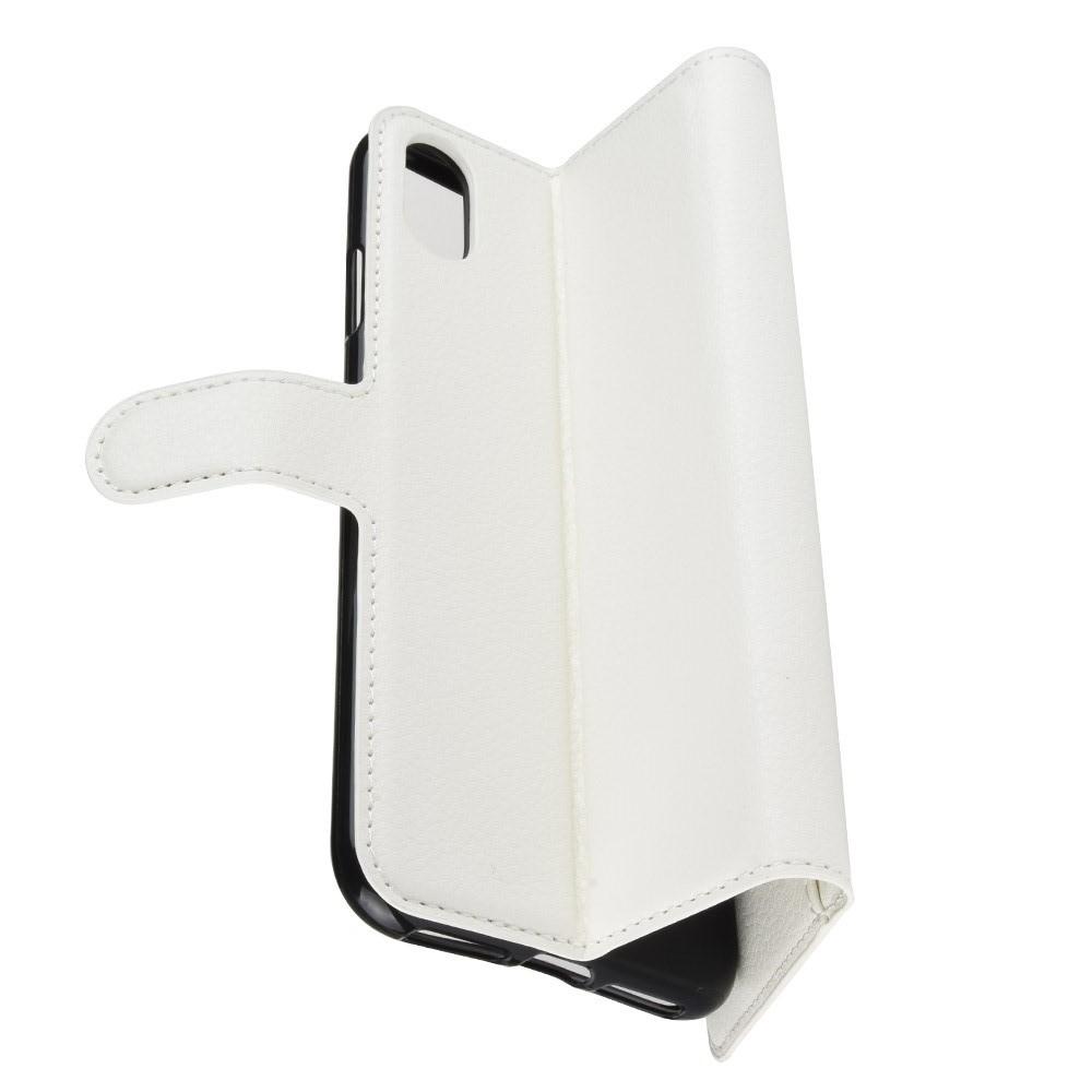 Флип чехол книжка с кошельком подставкой отделениями для карт и магнитной застежкой для iPhone XS Max Белый
